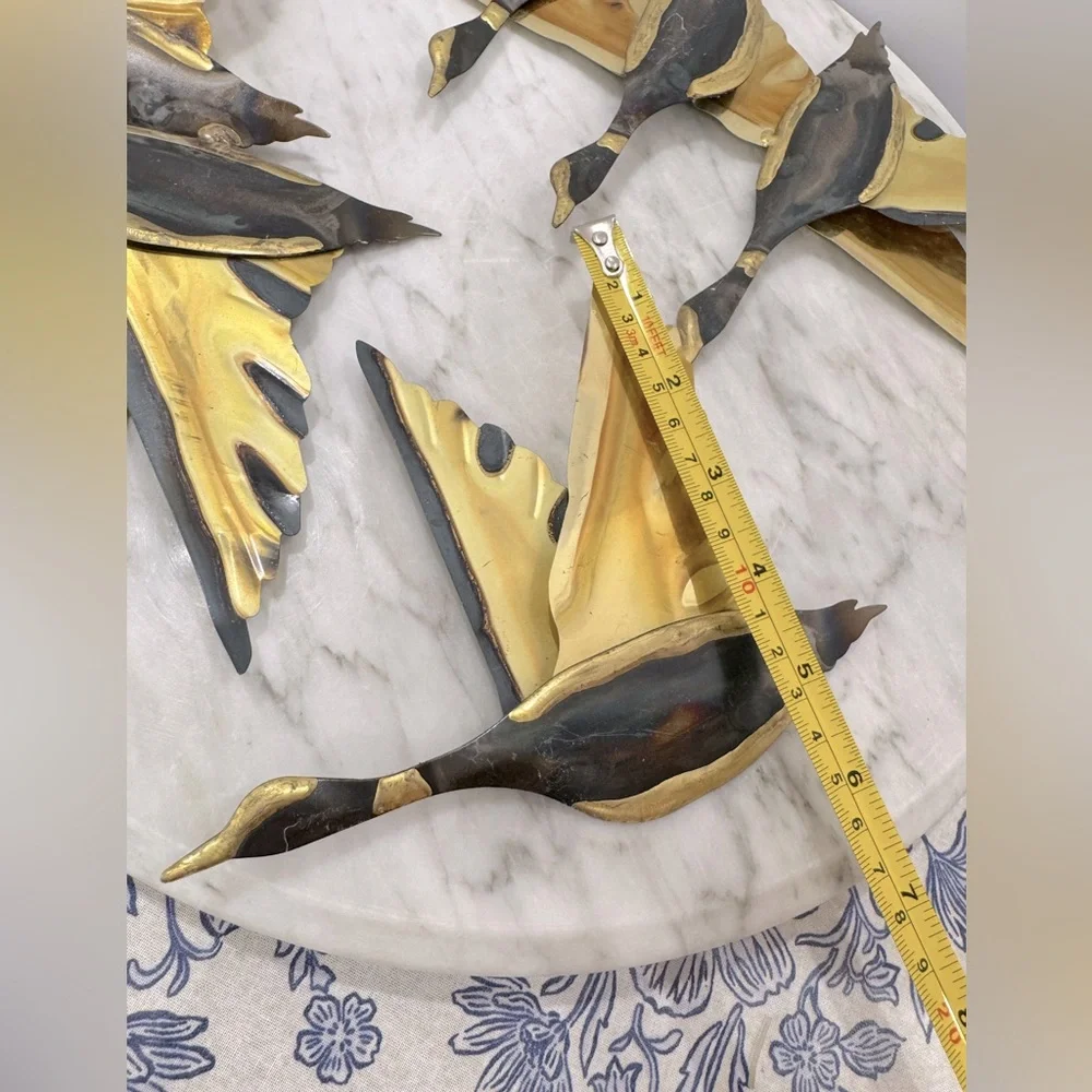 Brass and metal Gold and Black mid century modern Bird Wall Decor Set of three